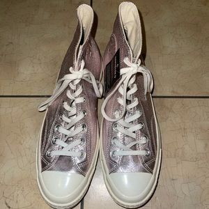 NEW pink metallic converse